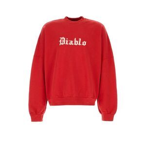 Willy Chavarria Men Red Cotton Oversize Diablo Sweatshirt